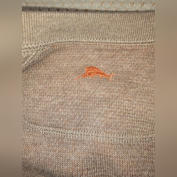 Tommy Bahama Men's Xl Orange and Beige Reversable Long Sleeve Pullover Sweater - Picture 5 of 10